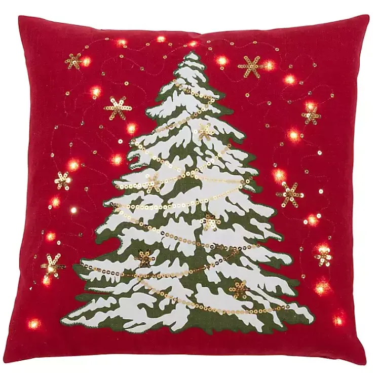 Pillows>Kirklands Home Red Christmas Tree LED Square Pillow