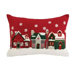 Christmas Pillows>Kirklands Home Red Christmas Village Lumbar Pillow