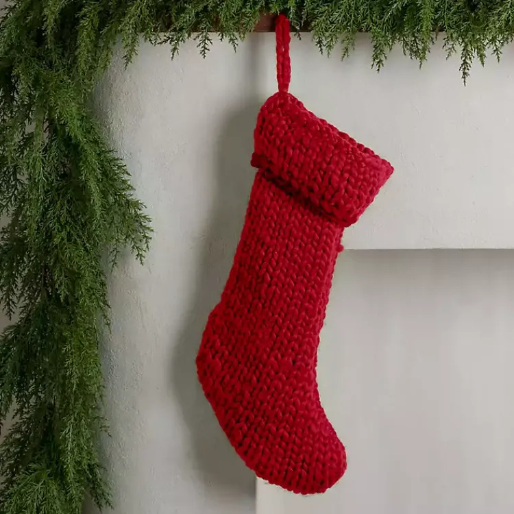 Christmas Stockings & Stocking Holders>Kirklands Home Chunky Knit Christmas Stocking Red