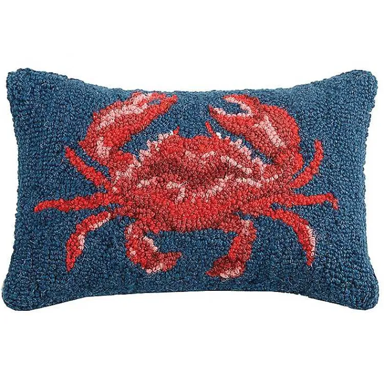 Pillows>Kirklands Home Red Crab Hooked Wool Lumbar Pillow