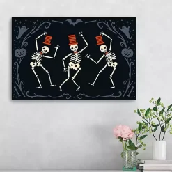 Halloween>Kirklands Home Red Dancing Skeletons Halloween Wall Plaque