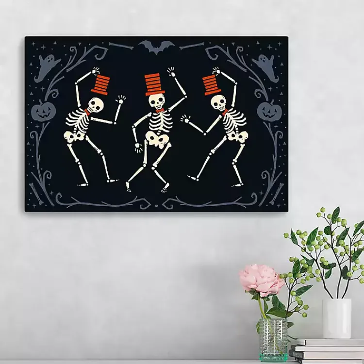 Halloween>Kirklands Home Red Dancing Skeletons Halloween Wall Plaque