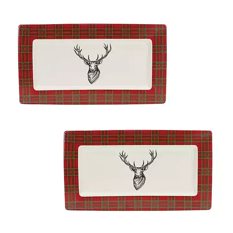 Kirklands Home Deer Trim 2-pc. Christmas Platter Set Red Online