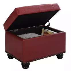 Kirklands Home Faux Leather Jessy Storage Ottoman Red Outlet