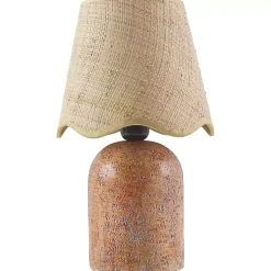 Kirklands Home Faux Stone Table Lamp with Scalloped Shade Red Best