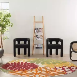 Kirklands Home Red Floral Burst Outdoor Round Area Rug, 7 ft. Sale