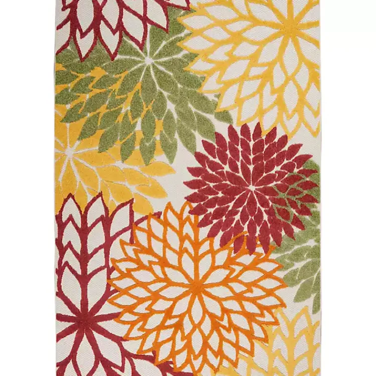 Kirklands Home Red Floral Burst Outdoor Area Rug, 5x7 Hot