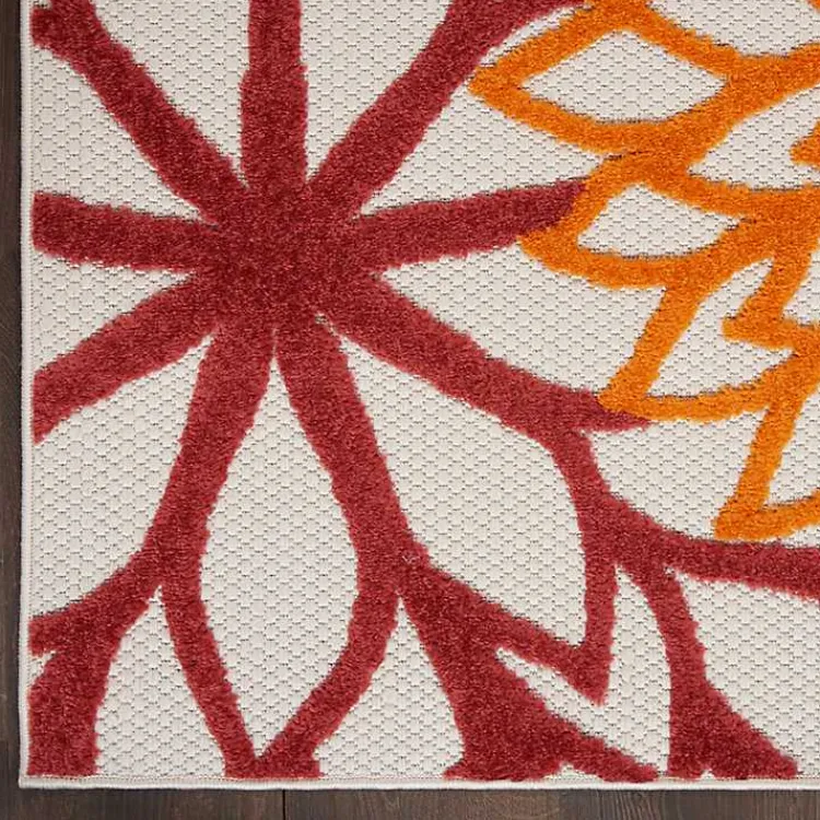 Kirklands Home Red Floral Burst Outdoor Area Rug, 7x10 Outlet