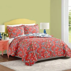 Kirklands Home Floral Dreams 3-pc. King Quilt Set Red Discount