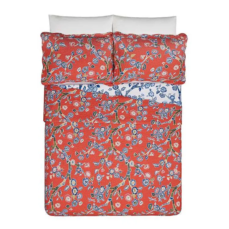 Kirklands Home Floral Dreams 3-pc. King Quilt Set Red Discount