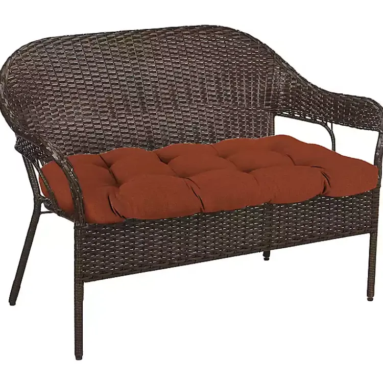 Kirklands Home French Edge Outdoor Wicker Settee Cushion Red Discount