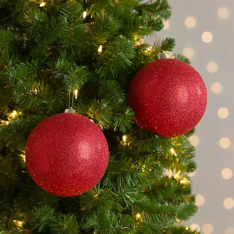 Christmas Ornaments>Kirklands Home Glitter Ball 2-pc. Ornament Set, 6 in. Red