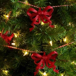 Christmas Tree Decorations>Kirklands Home Glitter Bows Christmas Tree Garland Red