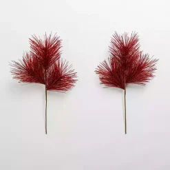 Christmas Tree Decorations>Kirklands Home Glitter Pine Needle Picks, Set of 2 Red