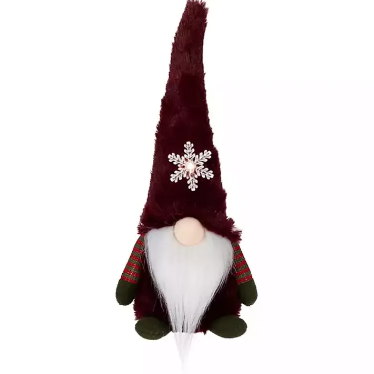 Christmas Decorations>Kirklands Home Gnome with LED Snowflake Red