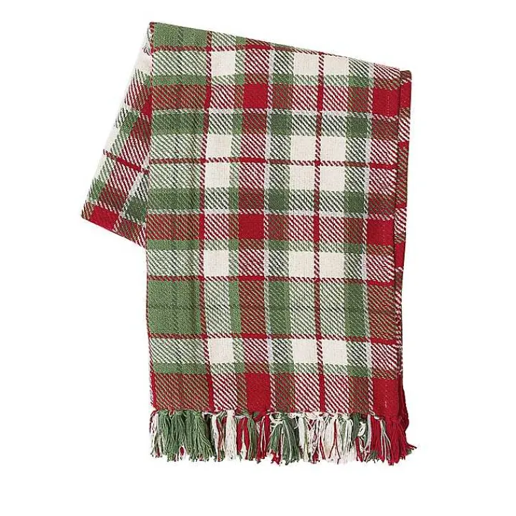 Blankets & Throws>Kirklands Home Red Green White Plaid Christmas Throw Blanket