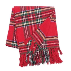 Blankets & Throws>Kirklands Home Green Yellow Christmas Throw Blanket Red