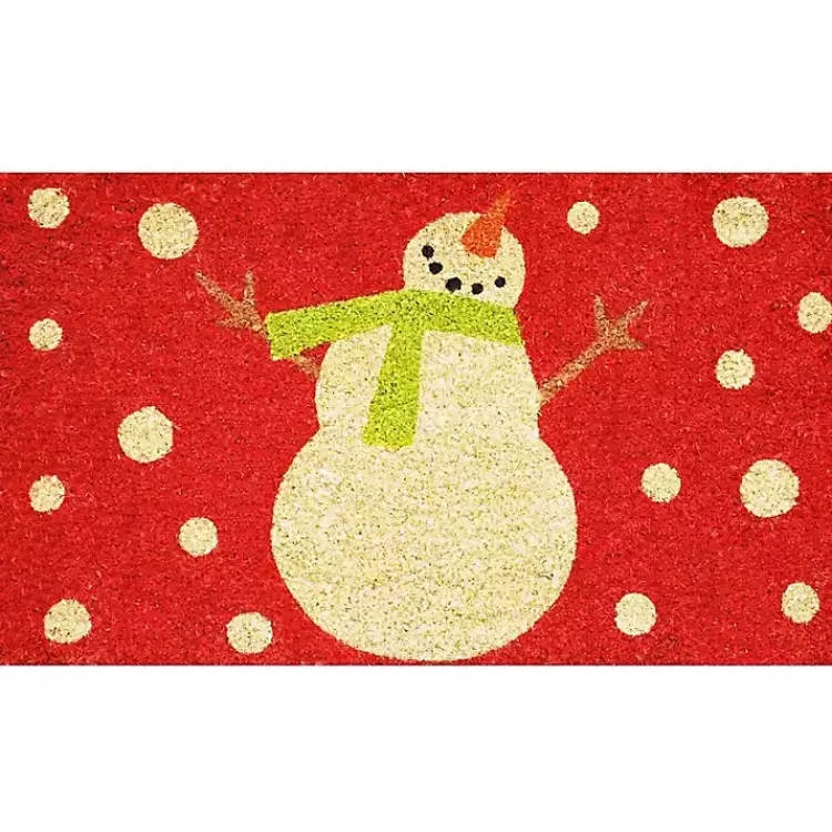 Outdoor Christmas Decorations>Kirklands Home Red Happy Snowman Doormat