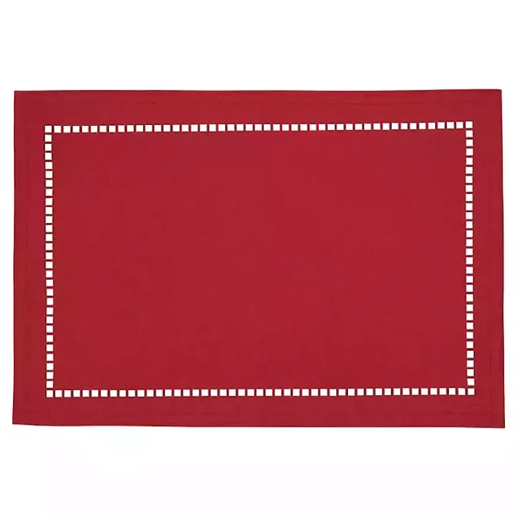 Kirklands Home Hemstitch Laser-Cut Placemats, Set of 4 Red