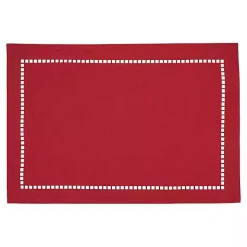 Kirklands Home Hemstitch Laser-Cut Placemats, Set of 4 Red