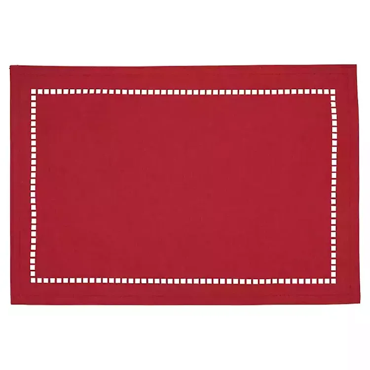 Kirklands Home Hemstitch Laser-Cut Placemats, Set of 4 Red