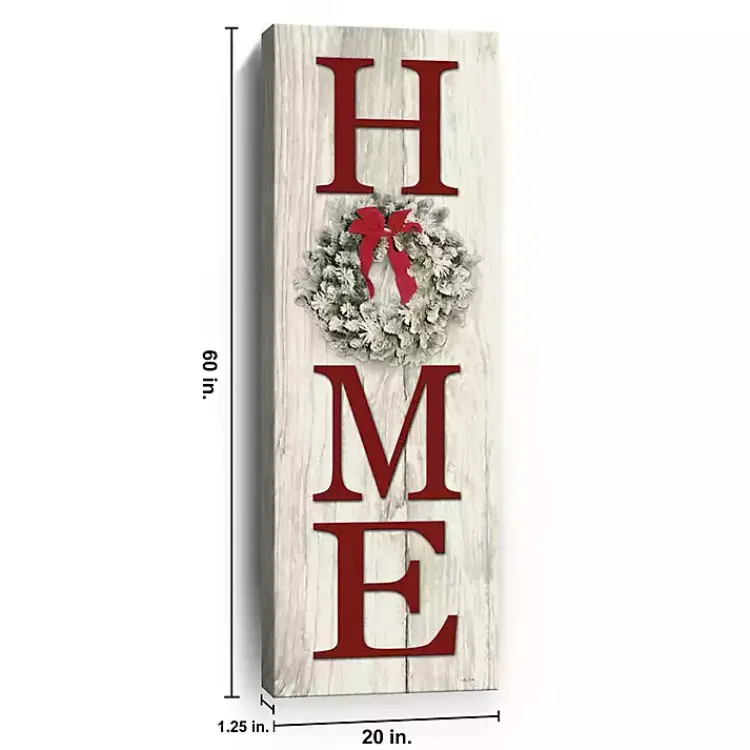 Christmas Art & Wall Decor>Kirklands Home Red Home with Wreath Canvas Art Print