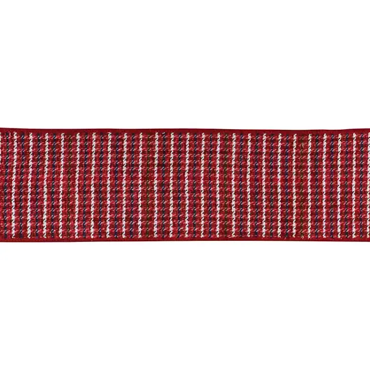 Christmas Decorations>Kirklands Home Houndstooth 10 yard Christmas Ribbon Red