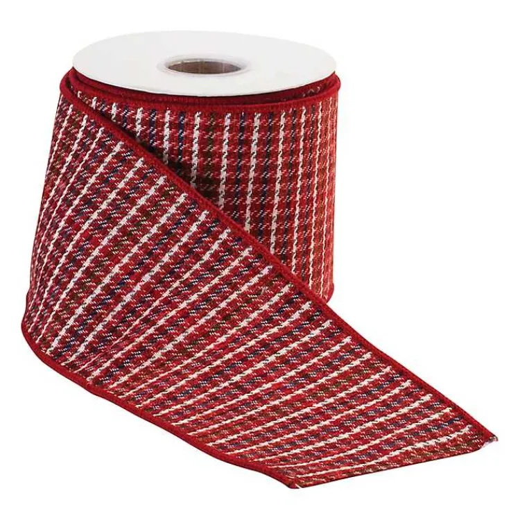 Christmas Decorations>Kirklands Home Houndstooth 10 yard Christmas Ribbon Red