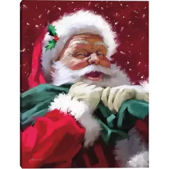 Christmas Art & Wall Decor>Kirklands Home Red Jolly Santa Canvas Art Print