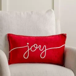 Pillows>Kirklands Home Joy Embroide Lumbar Pillow Red