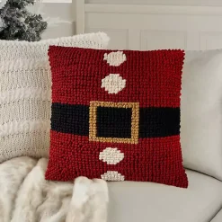 Christmas Pillows>Kirklands Home Knit Santa Belt Pillow Red
