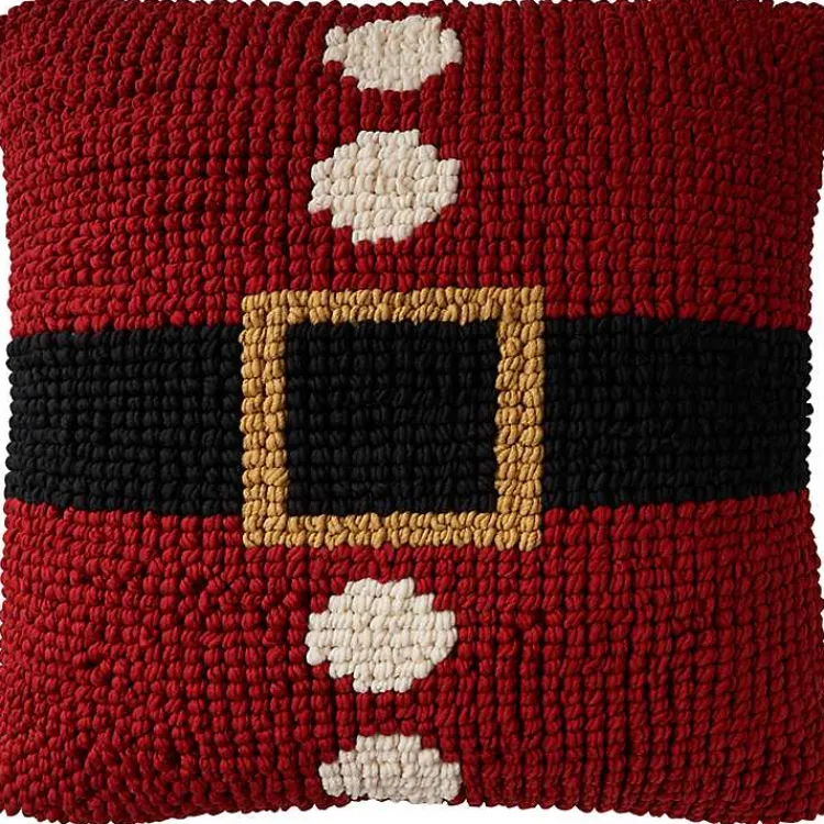 Christmas Pillows>Kirklands Home Knit Santa Belt Pillow Red