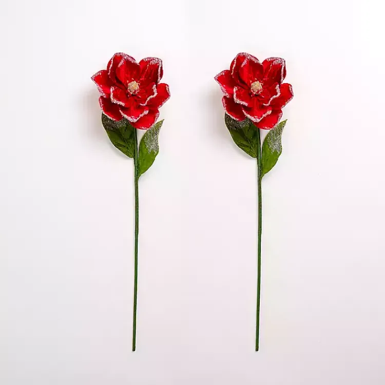 Stems & Bouquets>Kirklands Home Magnolia Christmas Stems, Set of 2 Red