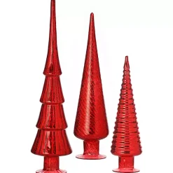 Christmas Decorations>Kirklands Home Mercury Glass Christmas Trees, Set of 3 Red