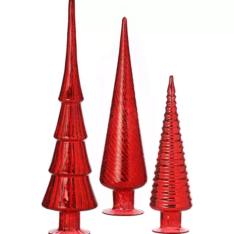 Christmas Decorations>Kirklands Home Mercury Glass Christmas Trees, Set of 3 Red