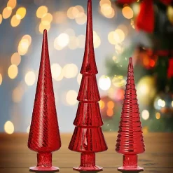 Christmas Decorations>Kirklands Home Mercury Glass Christmas Trees, Set of 3 Red