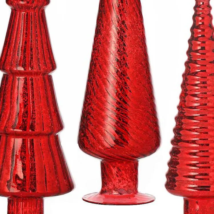 Christmas Decorations>Kirklands Home Mercury Glass Christmas Trees, Set of 3 Red