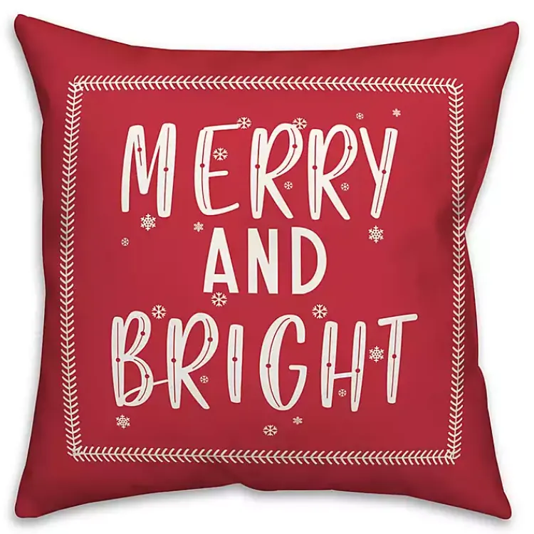Christmas Pillows>Kirklands Home Red Merry and Bright Throw Pillow