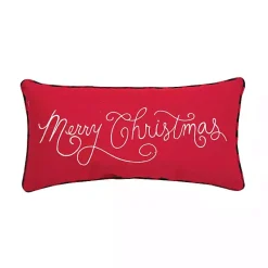 Christmas Pillows>Kirklands Home Red Merry Christmas Cursive Lumbar Pillow