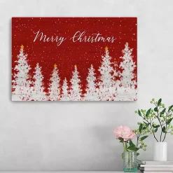 Christmas Art & Wall Decor>Kirklands Home Red Merry Christmas Forest Canvas Art Print, 16x24