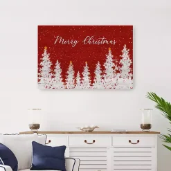 Christmas Art & Wall Decor>Kirklands Home Red Merry Christmas Forest Canvas Art Print, 24x36