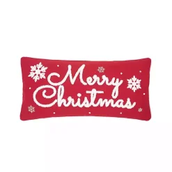 Christmas Pillows>Kirklands Home Red Merry Christmas Snowflakes Lumbar Pillow