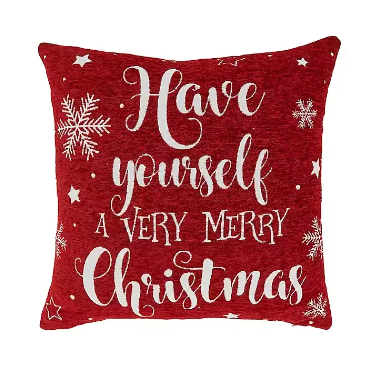 Christmas Pillows>Kirklands Home Red Merry Little Christmas Chenille Pillow