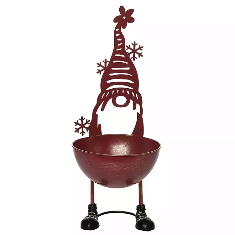 Christmas Decorations>Kirklands Home Metal Christmas Gnome Bowl, 15 in. Red