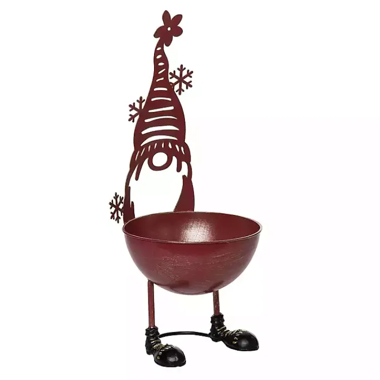 Christmas Decorations>Kirklands Home Metal Christmas Gnome Bowl, 15 in. Red