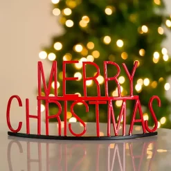 Christmas Decorations>Kirklands Home Metal Merry Christmas Tabletop Sign Red