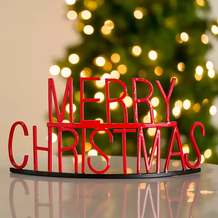 Christmas Decorations>Kirklands Home Metal Merry Christmas Tabletop Sign Red