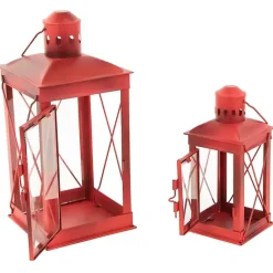 Lanterns>Kirklands Home Metal Mission Style Lanterns, Set of 2 Red