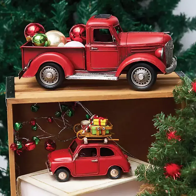 Christmas Decorations>Kirklands Home Metal Vintage Truck Figurine Red