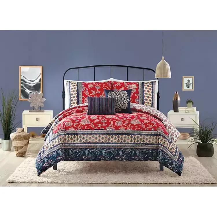 Kirklands Home Red Navy Marbella Queen 5-pc. Comforter Set Outlet